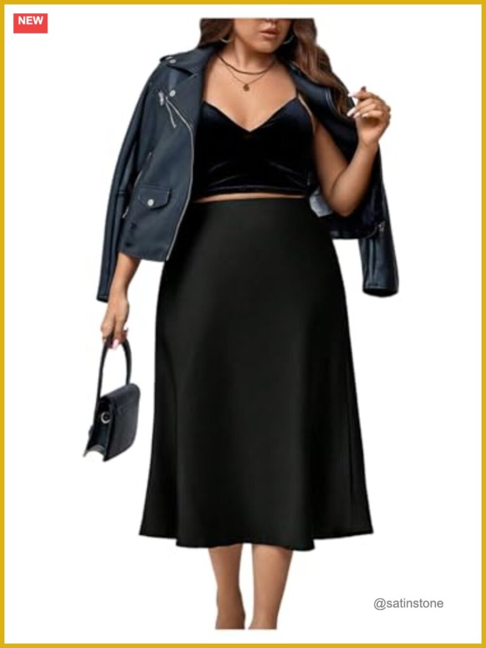Women's Plus Size Satin High Waisted A-Line Midi Skirt
